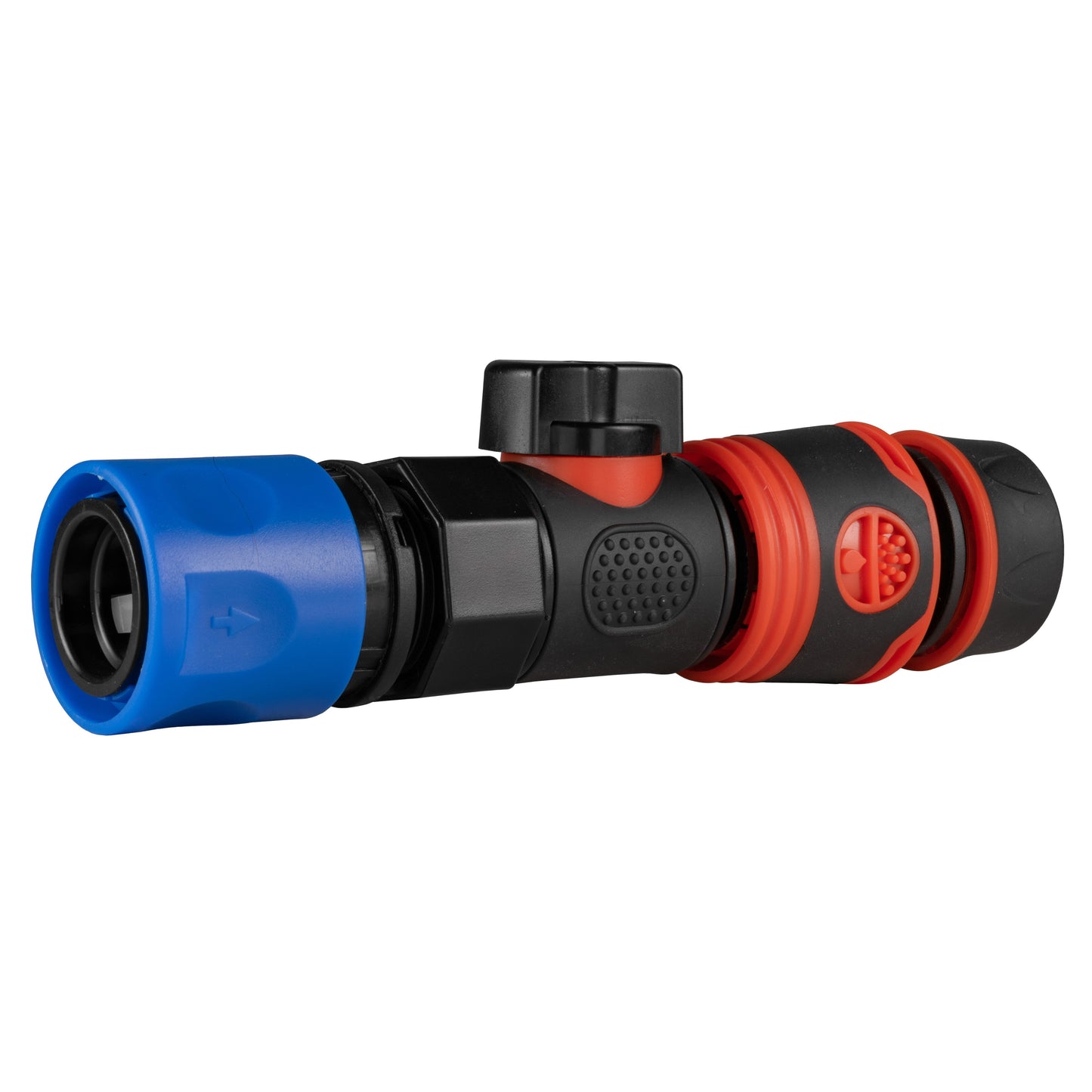 Blue Hose Connector with BSPF Thread – Quick Connect Valve and Soft-Grip Black Coupling