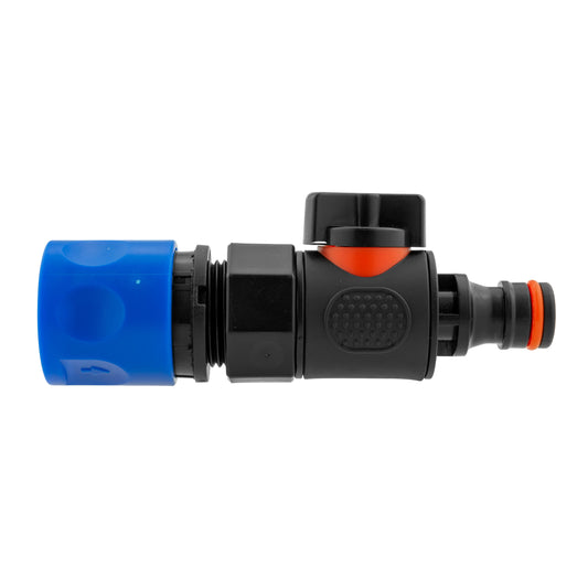 Blue Hose Connector with BSPF Thread & Quick Connect Male Valve