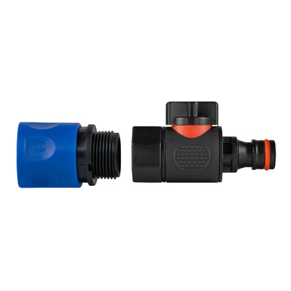 Blue Hose Connector with BSPF Thread & Quick Connect Male Valve