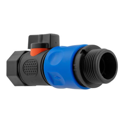 Blue Hose Connector with BSPF Thread & Quick Connect Male Valve
