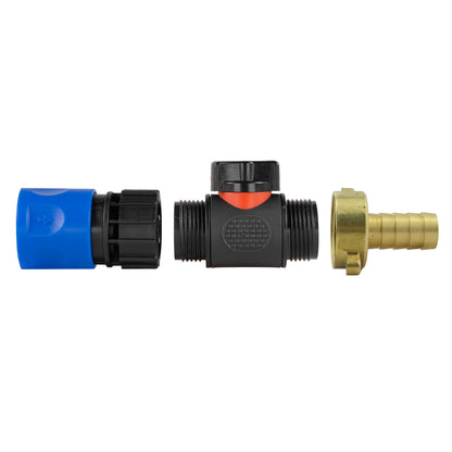 Blue Hose Connector with In-Line BSPM Valve and 13mm Brass Barb