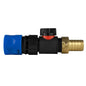 Blue Hose Connector with In-Line BSPM Valve and 19mm Brass Barb