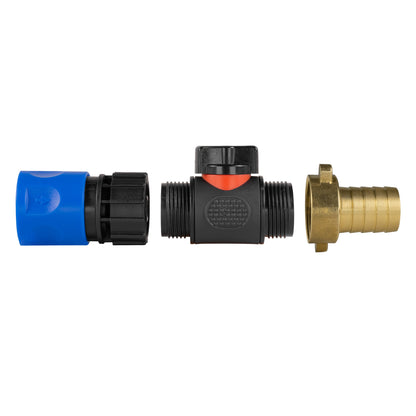 Blue Hose Connector with In-Line BSPM Valve and 19mm Brass Barb