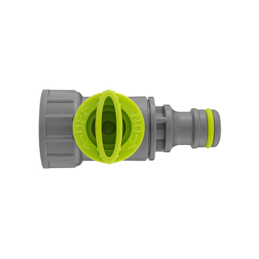 Lime-Coloured Snap-On Tap Adapter with ¾” BSP Female Thread and Valve