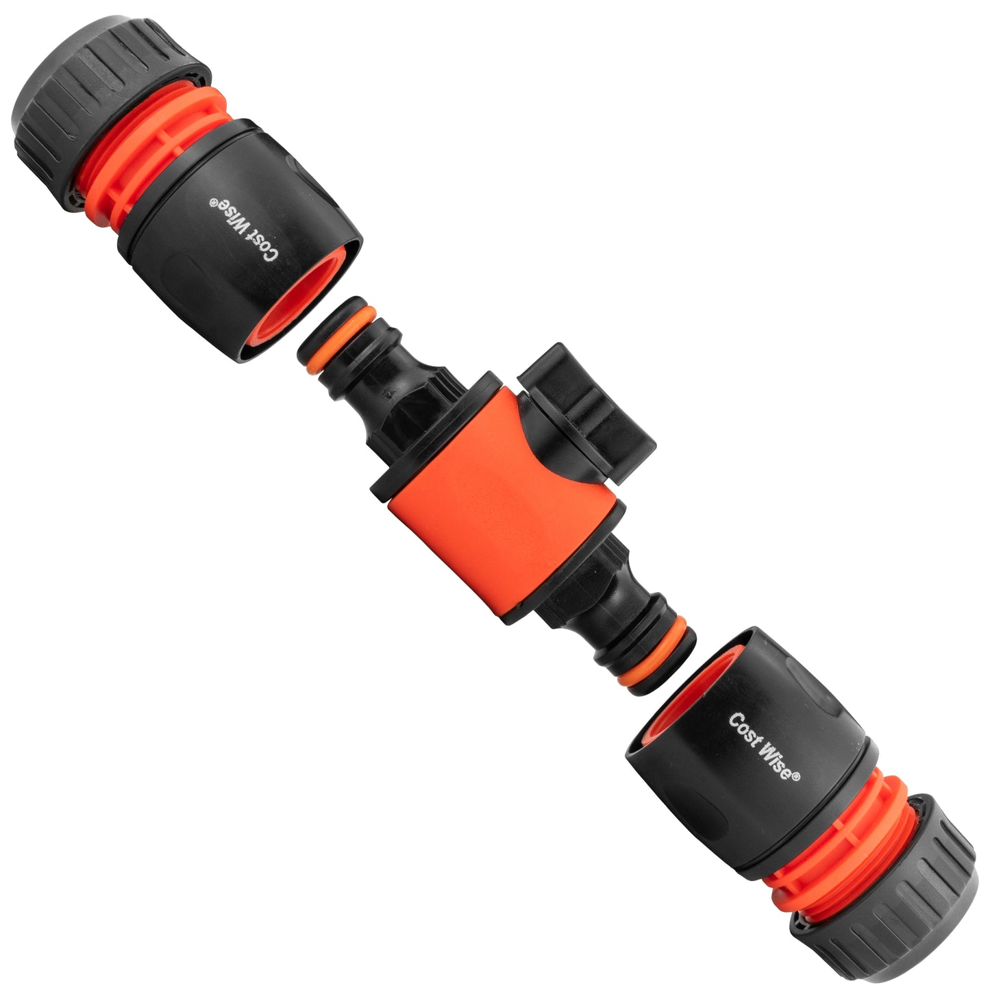 Cost Wise Male‑Male Quick‑Connect Inline Hose Valve Set Black/Orange