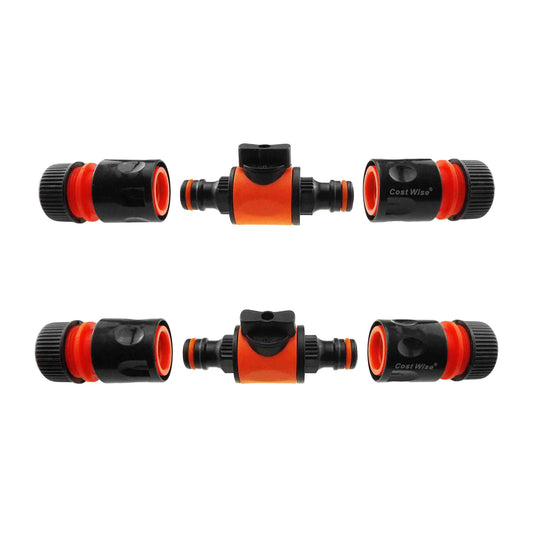 Cost Wise Male‑Male Quick‑Connect Inline Hose Valve Set Black/Orange