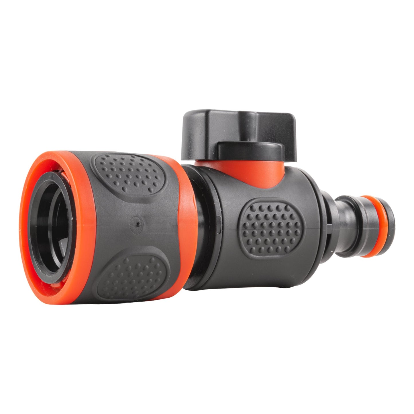 Female To Male Inline Soft-Touch Valve, Snap-On Fitting – Black