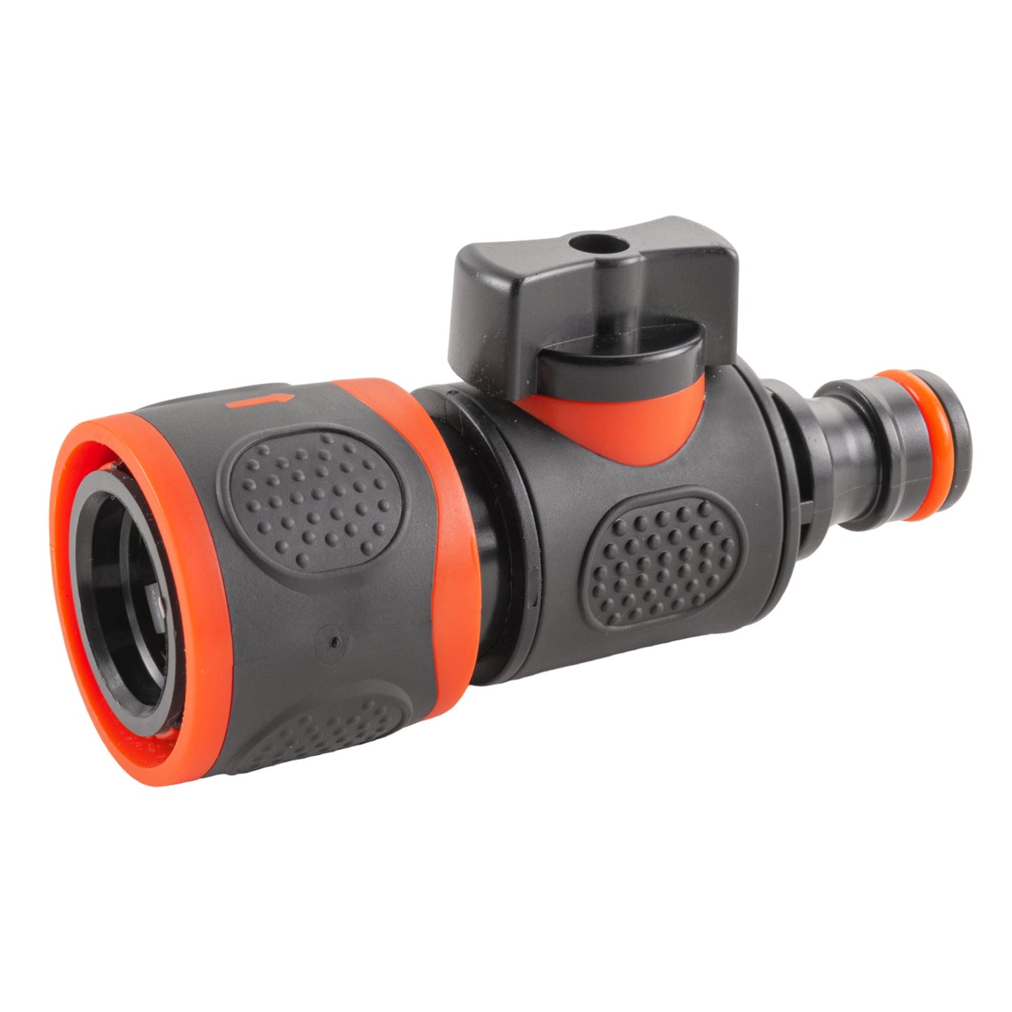 Female To Male Inline Soft-Touch Valve, Snap-On Fitting – Black