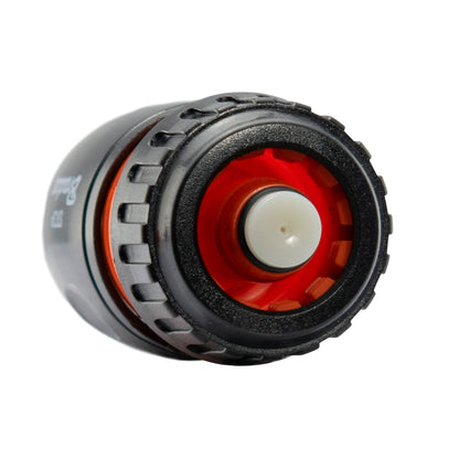 Black/Orange Female Hose Connector with Shut-Off for ½" or 5/8" Hose