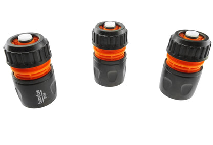 Black/Orange Female Hose Connector with Shut-Off for ½" or 5/8" Hose