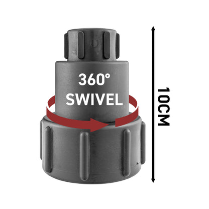 IBC Tank Adapter 2" S60X6 to 1/2" BSP with Side-Lock Lever Tap and Hose Barb
