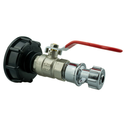IBC 2” S60X6 Lid with Lever Valve and Zinc Quick Click Hose Connector