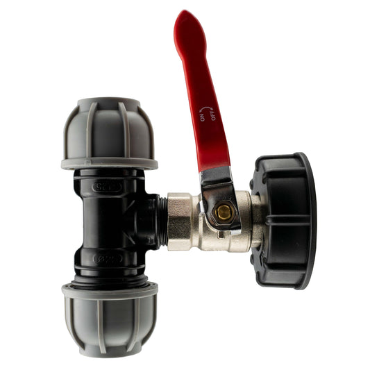 IBC 2” S60X6 Tank Cap Kit with Lever Valve and Durable 20mm MDPE Tee Connector