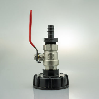 IBC 2” S60X6 Lid with Lever Tap and 16mm Straight Hose Barb Connector