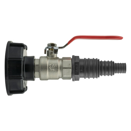 IBC 2” S60X6 Lid with Lever Valve and Multi-Size Pond Barb Connector (13/20/25mm)