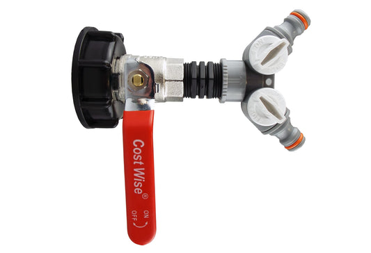 IBC 2” S60X6 Lid with Lever Tap and Dual Hose Splitter WL