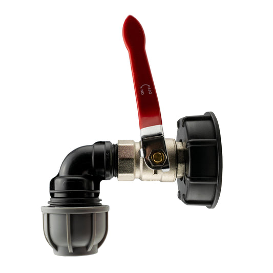 IBC 2” S60X6 Adapter with Lever Tap and 20mm MDPE Elbow Connector