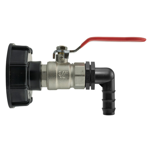 IBC 2” S60X6 Lid with Lever Tap and 16mm Hose Elbow Connector
