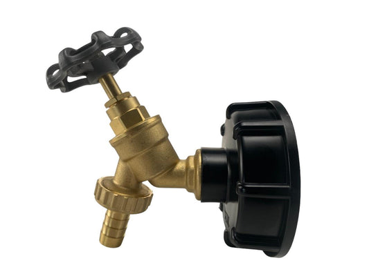 IBC 2” S60X6 Lid with Brass Round-Handle Bib Tap and ½” Hose Tail