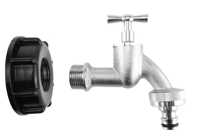 IBC 2” S60X6 Lid with Quick-Connect Nickel-Plated ¾” BSP Bib Tap
