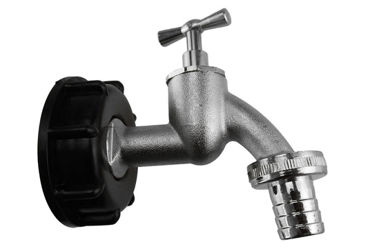 IBC 2” S60X6 Lid with ¾” Barb Nickel-Plated Bib Tap