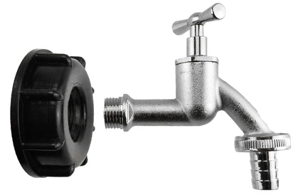 IBC 2” S60X6 Lid with ½” Barb Nickel-Plated Bib Tap