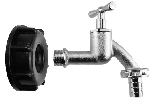 IBC 2” S60X6 Lid with ½” Barb Nickel-Plated Bib Tap