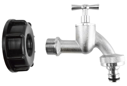 IBC 2” S60X6 Lid with Quick-Connect Nickel-Plated ½” BSP Bib Tap