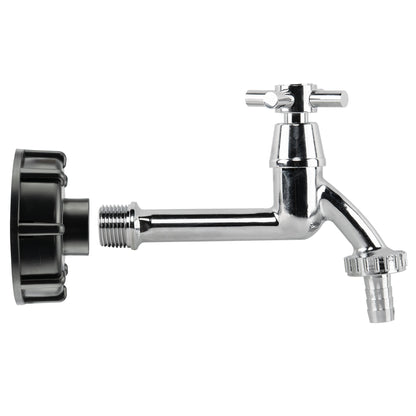 IBC 2" S60X6 Lid with 1/2" BSP Thread and Extended Chrome-Plated Brass Tap with 1/2" Hose Tail