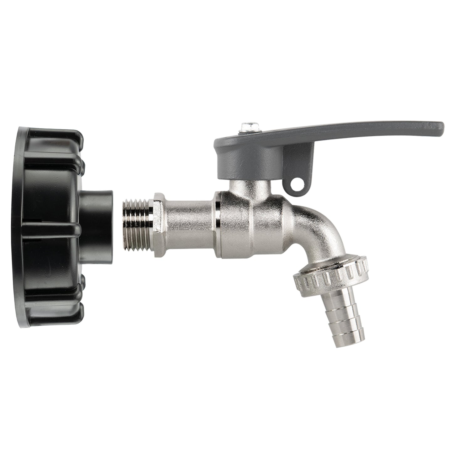IBC 2" S60X6 Lid with 1/2" BSP Thread, Lever Tap with Hose Tail and Side Lock