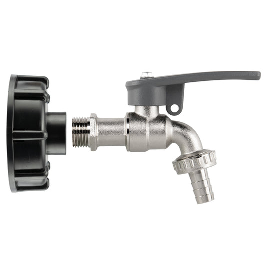 IBC 2" S60X6 Lid with 1/2" BSP Thread, Lever Tap with Hose Tail and Side Lock