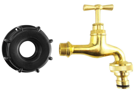 IBC 2” S60X6 Lid with Quick-Connect Polished Brass Tap