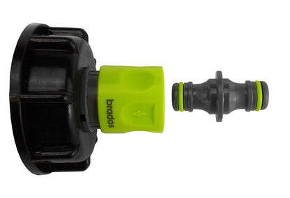 IBC 2” S60X6 Lid with ¾” BSP Thread Connector and Dual Male Hose Coupler – Lime