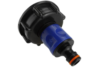 IBC 2” S60X6 Lid with ¾” BSP Thread Hose Connector (Blue) and Dual Male Adapter