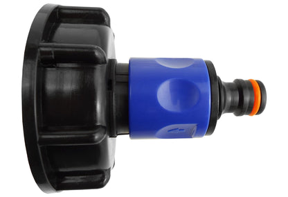 IBC 2” S60X6 Lid with ¾” BSP Thread Hose Connector (Blue) and Dual Male Adapter
