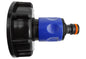 IBC 2” S60X6 Lid with ¾” BSP Thread Hose Connector (Blue) and Dual Male Adapter