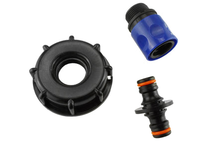IBC 2” S60X6 Lid with ¾” BSP Thread Hose Connector (Blue) and Dual Male Adapter