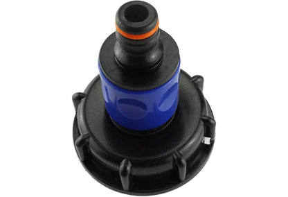 IBC 2” S60X6 Lid with ¾” BSP Thread Hose Connector (Blue) and Dual Male Adapter