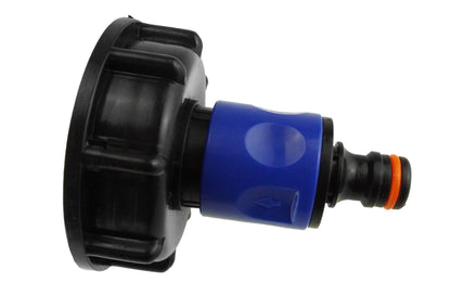 IBC 2” S60X6 Lid with ¾” BSP Thread Hose Connector (Blue) and Dual Male Adapter