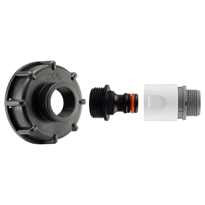 IBC 2” S60X6 Lid with Quick Connect Male Fitting and ¾” BSP Hose Adapter