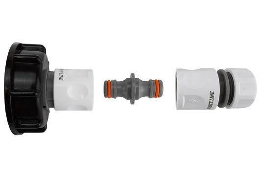 IBC 2” S60X6 Lid with BSP Thread, Twin Male Adapter and Hose Connector WL