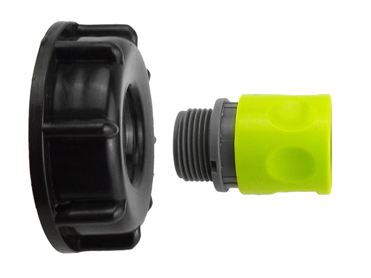 IBC 2” S60X6 Cap Fitted with ¾” BSP Threaded Lime Hose Coupler