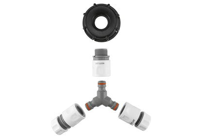 IBC 2” S60X6 Cap with ¾” BSP Threaded Connector, 3-Way Splitter and Hose Fittings