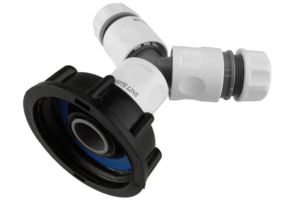 IBC 2” S60X6 Cap with ¾” BSP Threaded Connector, 3-Way Splitter and Hose Fittings