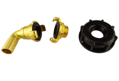 IBC 2" S60X6 Lid with 19mm Elbow Hose Tail Geka-Style Swivel Connector