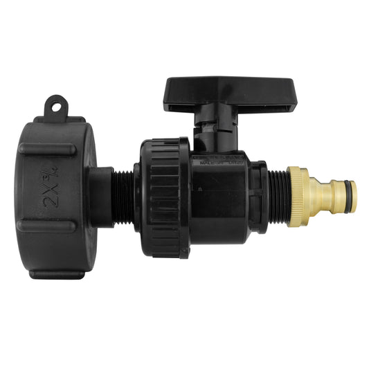 IBC 2” S60X6 Lid with Large Plastic Tap and Brass Quick-Release Connector