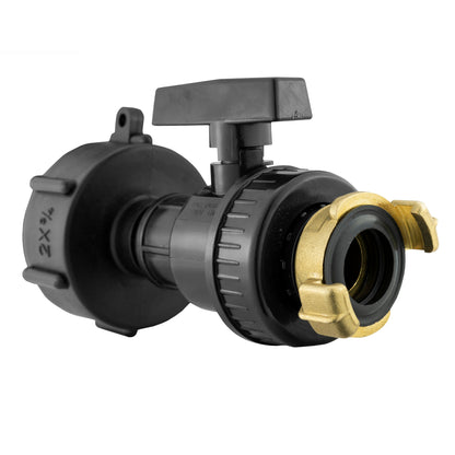IBC 2” S60X6 Tank Cap with Heavy-Duty Plastic Valve and Geka-Style Connector