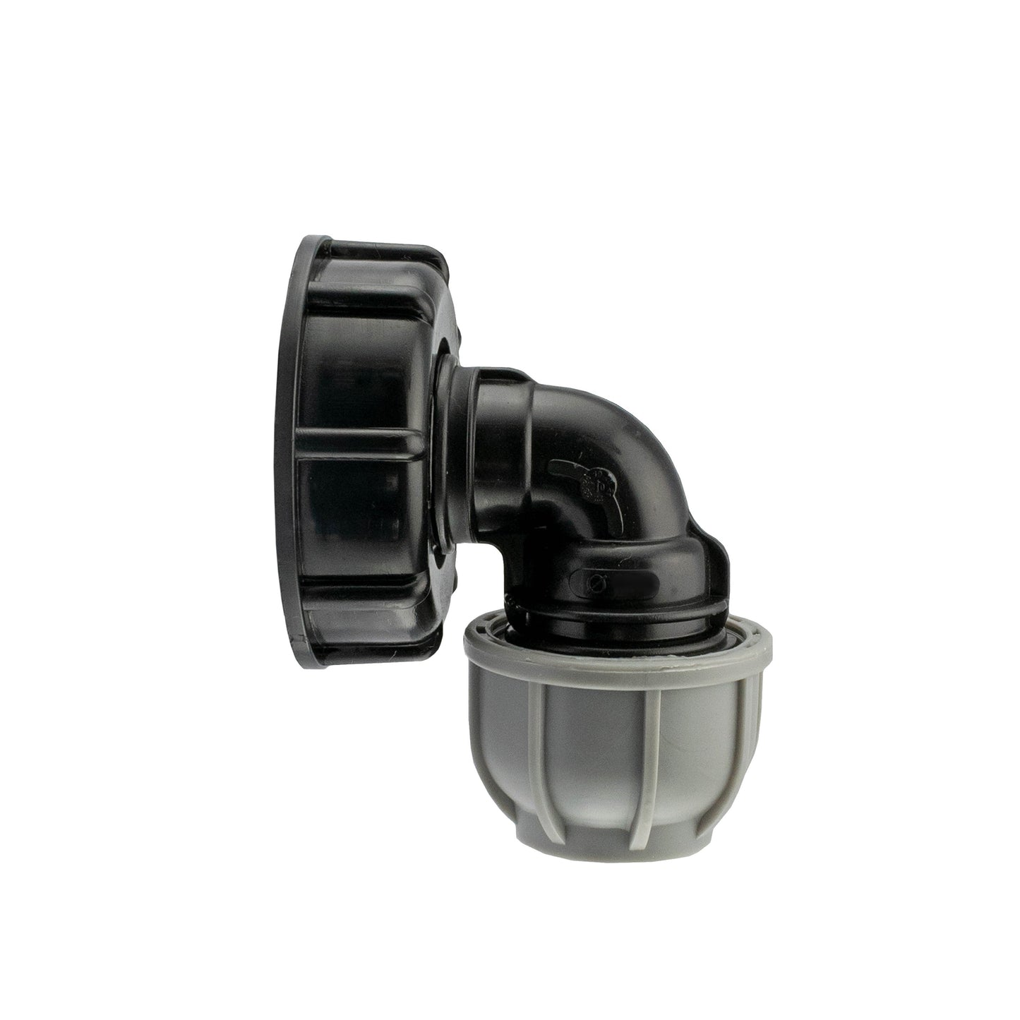 IBC S60X6 2” Lid Fitted with 25mm MDPE 90° Elbow