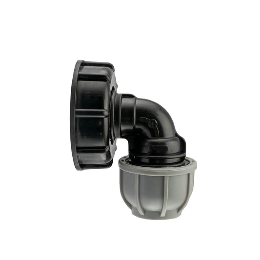 IBC S60X6 2” Lid Fitted with 25mm MDPE 90° Elbow