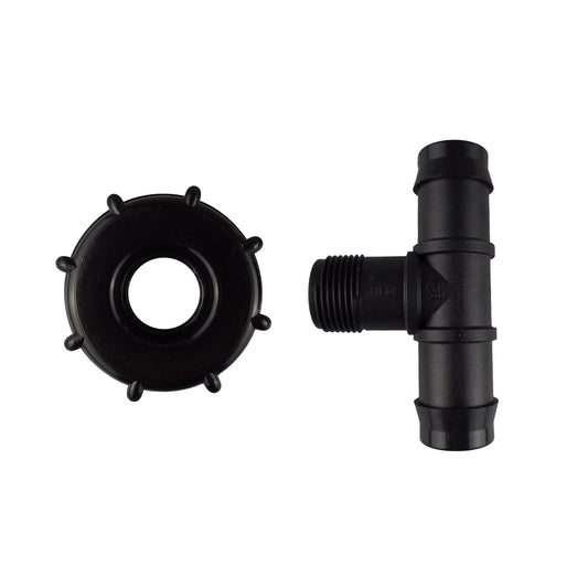 IBC 2” S60X6 Lid with 19mm Hose Barb Tee Connector